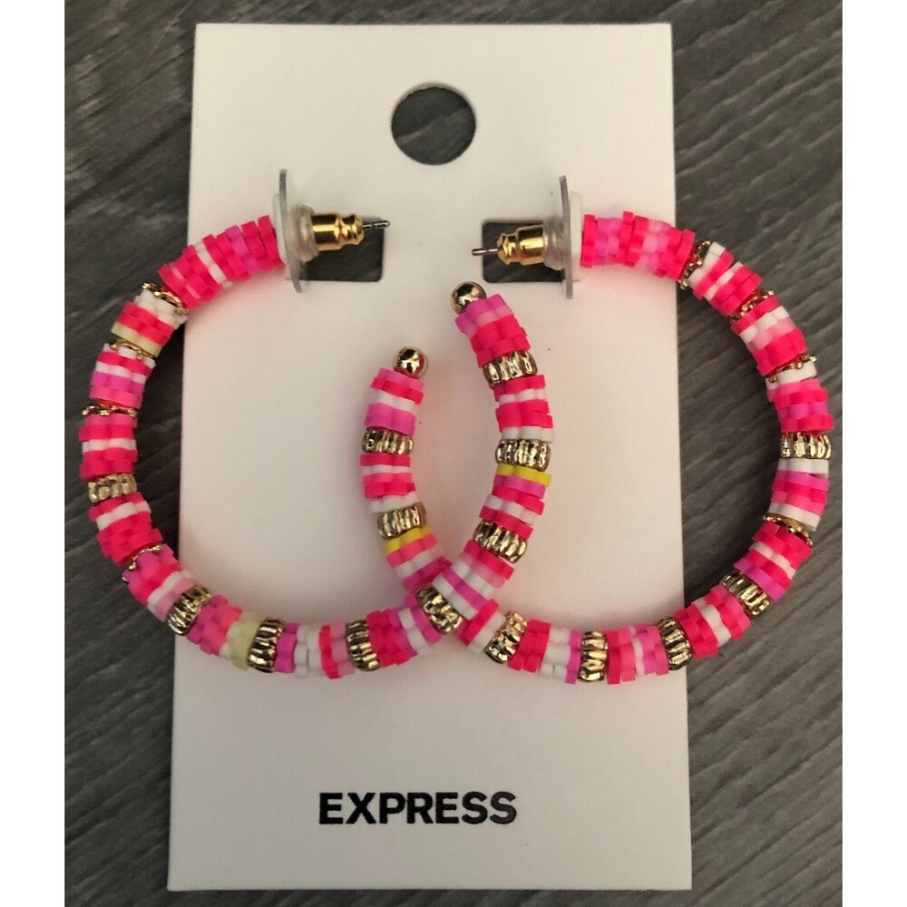 Express Pink Hoop Earrings NWT